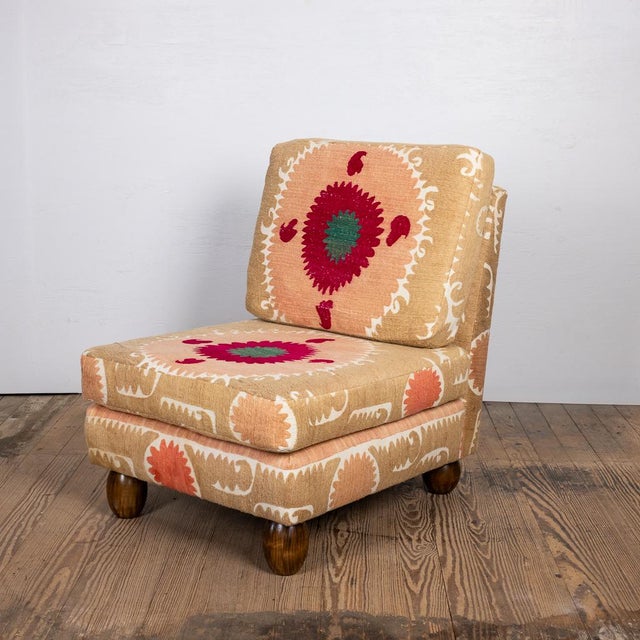 2020s Slipper Chair Upholstered in Suzani For Sale - Image 5 of 8