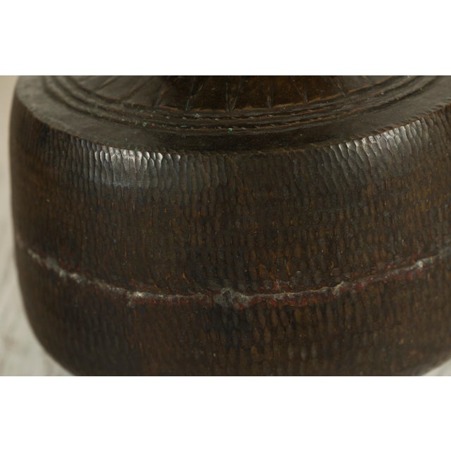 Vintage Indian Hand-Tooled Metal Milk Jug with Ring Handle, Mid-20th Century For Sale - Image 9 of 13