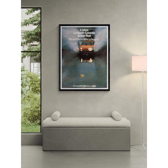 Porsche 6 Jahre Langzeit Garantie – 1976 – Original Vintage Porsche Poster by Werbeagentur Strenger – Mid-Century Modern –...