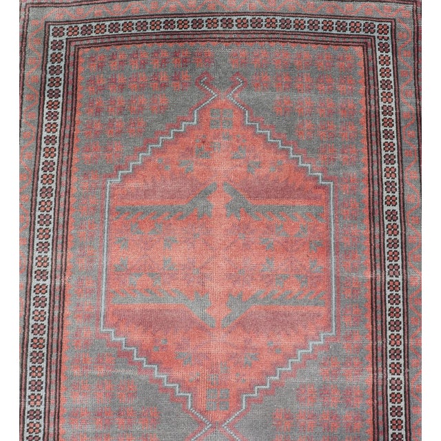 Vintage Turkish Oushak Runner in Soft Gray, Coral, and Soft Terracotta 2'9 X 11'6 For Sale - Image 9 of 13