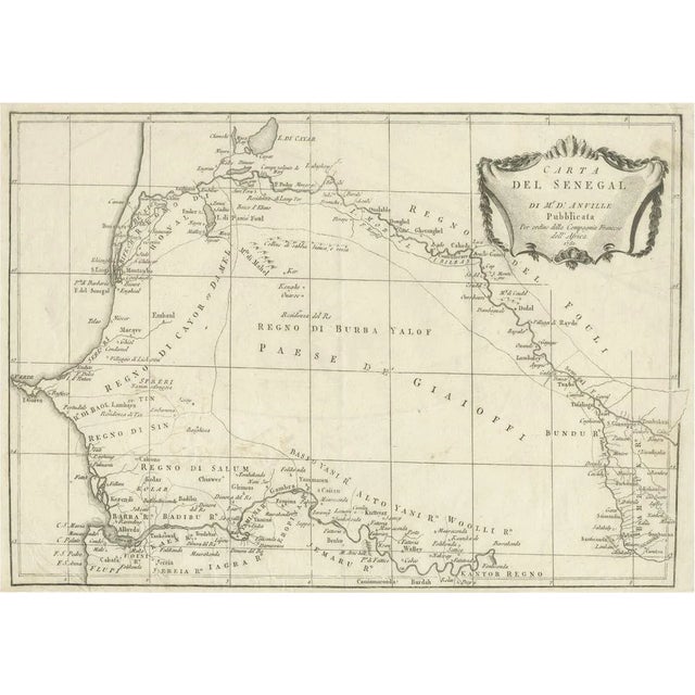 Antique Map of Senegal, West Africa, 1781 For Sale