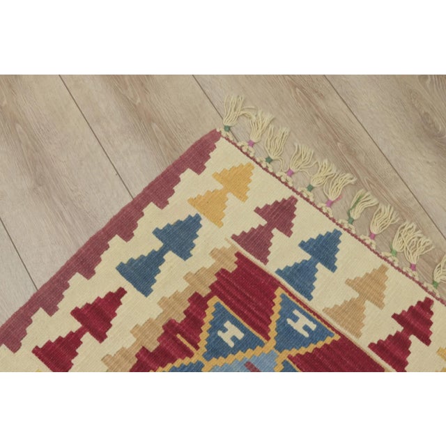 1990s Turkish Geometric Red Kilim Rug For Sale - Image 4 of 13