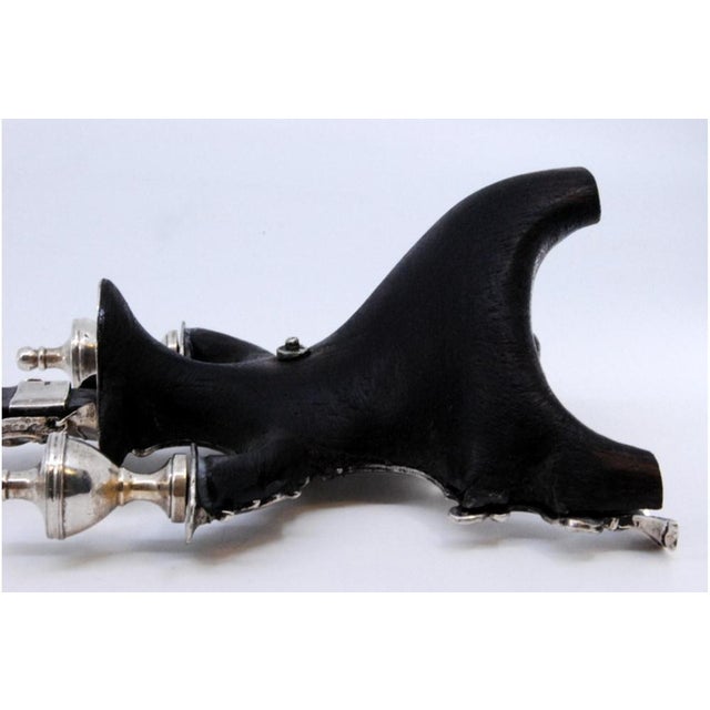 Silver Christian Crucifix in Rosewood with Jesus in Silver on Feet For Sale - Image 8 of 10