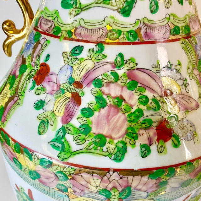 Late 19th C Antique Chinoiserie Boho Chic Hollywood Regency Famille Rose Vases - A Pair, Monumental For Sale - Image 11 of 18