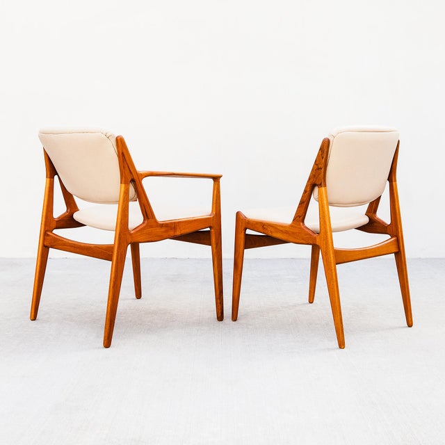Wood 1960s Restored Arne Vodder Ella Dining Chairs in Teak & Edelman Leather, Danish Mid Century Modern For Sale - Image 7 of 14