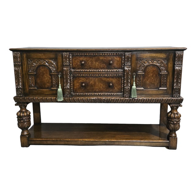 Vintage Elizabethan Sideboard in Oak and Burr Walnut, 1920 For Sale