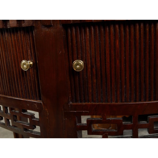 English Mahogany 19th Century Demi-Lune Console Table with Tambour Sliding Doors For Sale In Atlanta - Image 6 of 12