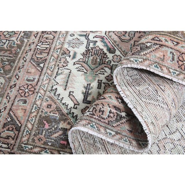 1970s Vintage Persian Handmade Wool Coton Orange Area Rug For Sale - Image 4 of 11