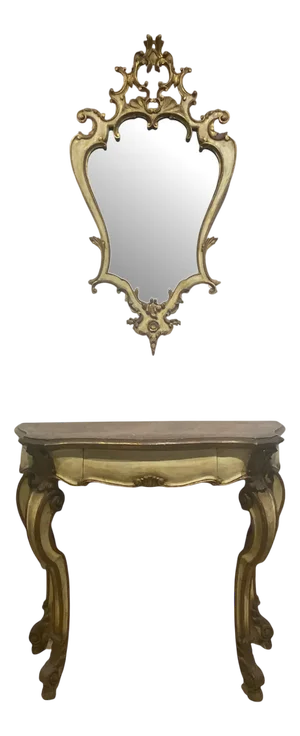 Louis XV Style Console with Mirror, 1950s, Set of 2