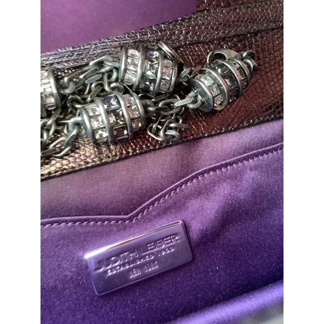 2014 Judith Leiber Lizard Skin Clutch Shoulder Evening Handbag Bag Baguette Crystals For Sale - Image 9 of 10