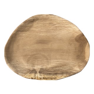 Large Oval Beige Petrified Wood Trinket Tray, 1980s For Sale