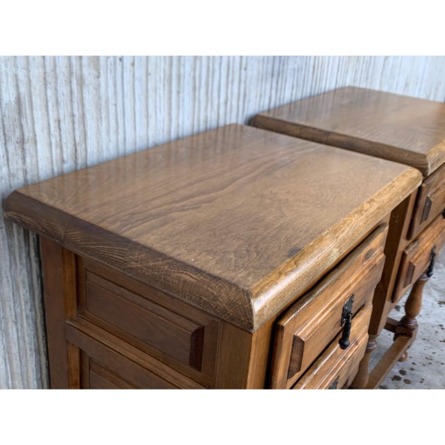 Brown 20th Century Spanish Nightstands With Iron Hardware - a Pair For Sale - Image 8 of 12