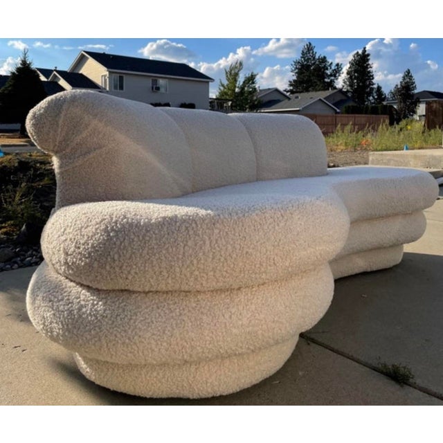 Vintage Adrian Pearsall style Mid-Century Modern Cloud Sofa-kidney shaped sofa with stacked padded edges in the style of...