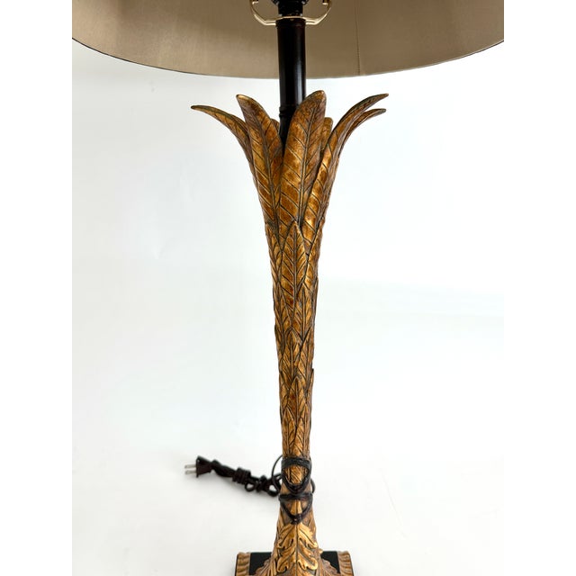 Maison Charles French Hollywood Regency Gilt Palm Table Lamp For Sale - Image 4 of 10
