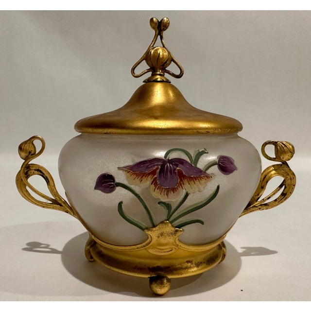 WMF Art Nouveau Germany painted glass and gilt dresser box, 1900s. An exceptional example of the WMF Art Nouveau...