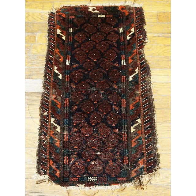 1900s Blue Navy Paisley Tribal Antique Persian Balouch Rug 1' 6''x 2' 6'' Handknotted Wool Carpet For Sale - Image 9 of 10