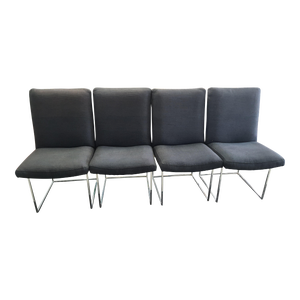 Set of 4 Mid-Century Modern Chrome Dining Chairs by Milo Baughman