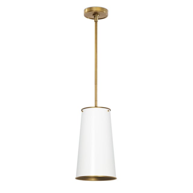 Metal Regina Andrew Hattie Pendant, White and Natural Brass For Sale - Image 7 of 7