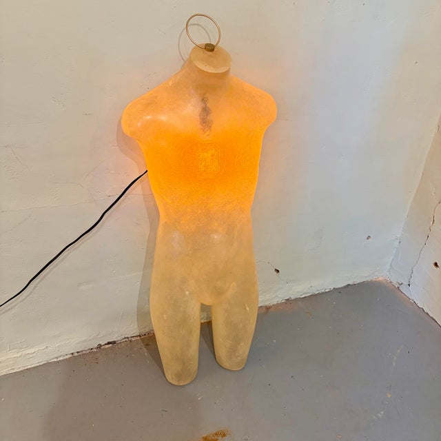 Contemporary Vintage Illuminated Torso Sculpture Lamp in Translucent Resin/Fiberglass For Sale - Image 3 of 10