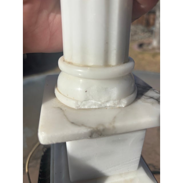 1920s Black and White Marble Lamp in the Neoclassical Style With Original Shade For Sale In Reno/Lake Tahoe - Image 6 of 8