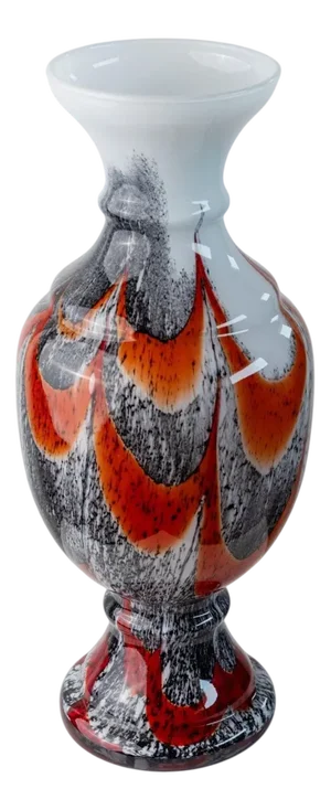 Large Orange, White and Black Murano Glass Vase by Carlo Moretti, Italy, 1970s