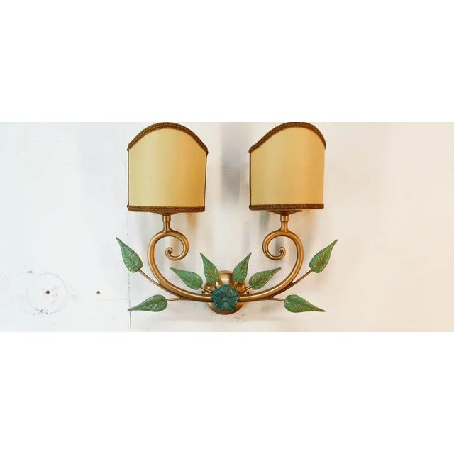 Metal Brass and Vellum Wall Sconce For Sale - Image 7 of 9