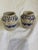 Blue Pair of Cream and Blue Pottery Small Vases For Sale - Image 8 of 8