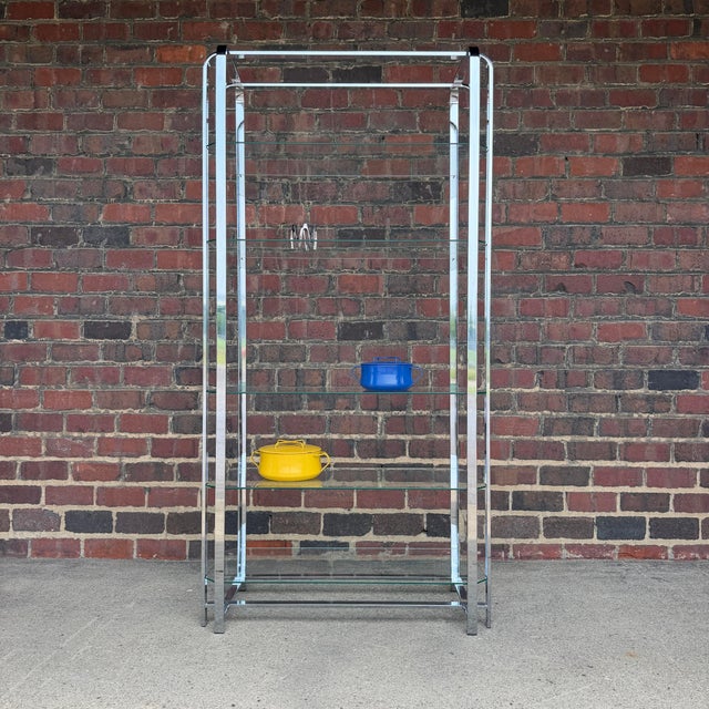Mid-Century Modern 1970s Milo Baughman Style Chrome and Glass Étagère Display Shelf For Sale - Image 3 of 8