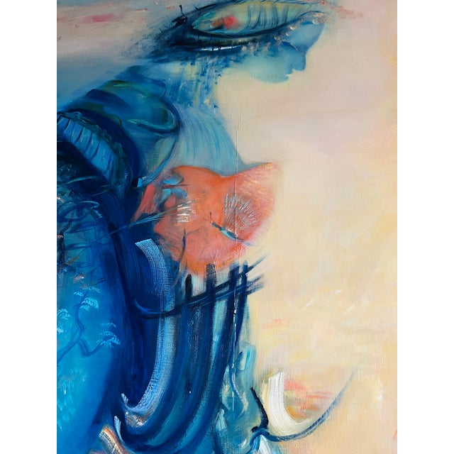 Blue Julia Musson-Laboureau, Large Blue, 1982, Oil on Canvas For Sale - Image 8 of 11