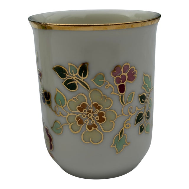 Vintage 1999 Zsolnay Hungary Hand-Painted "Pillangós" Butterfly Porcelain Sake Cups - Pair For Sale