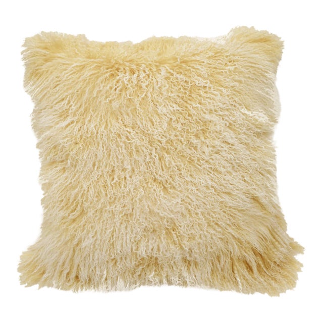 Tibetan Lamb Tipped Beige 24" Pillow For Sale