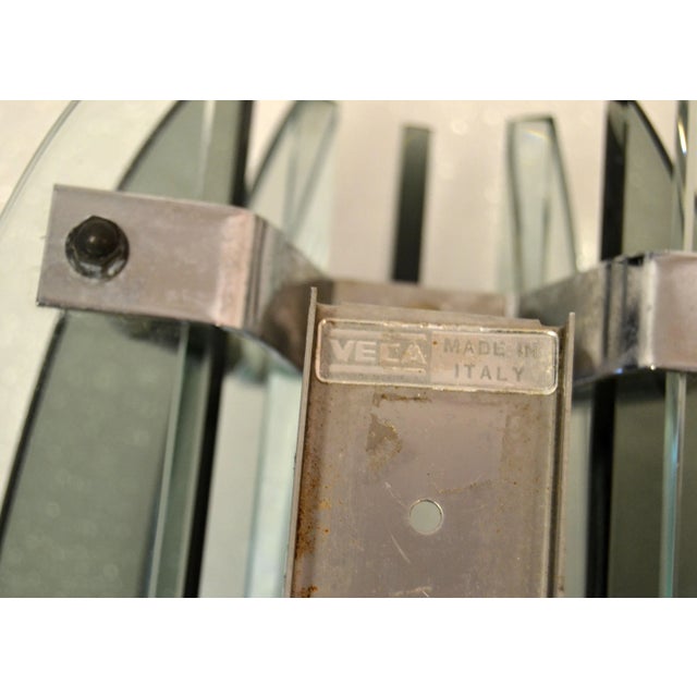 Italian Smoke Clear Green Glass Sconces by Veca Mid-Century Modern 1970 - Pair For Sale - Image 11 of 13