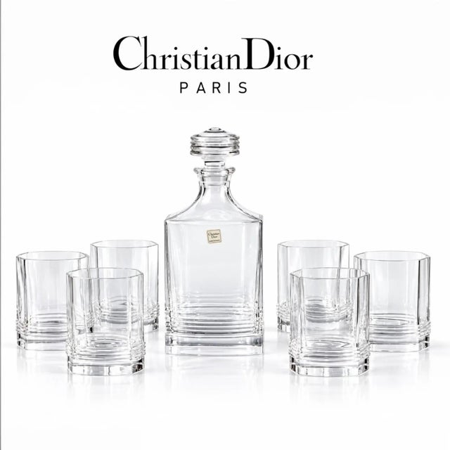Lead Crystal Decanter and Whiskey Glasses from Christian Dior, 1970s, Set of 7 For Sale - Image 16 of 16