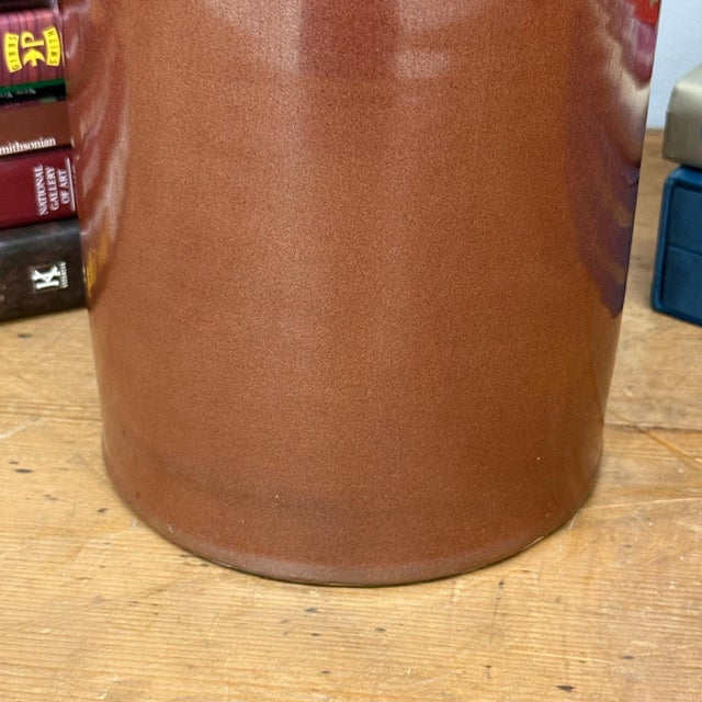 Tall Brown & Green Ceramic Vase with Narrow White Neck For Sale In New York - Image 6 of 8