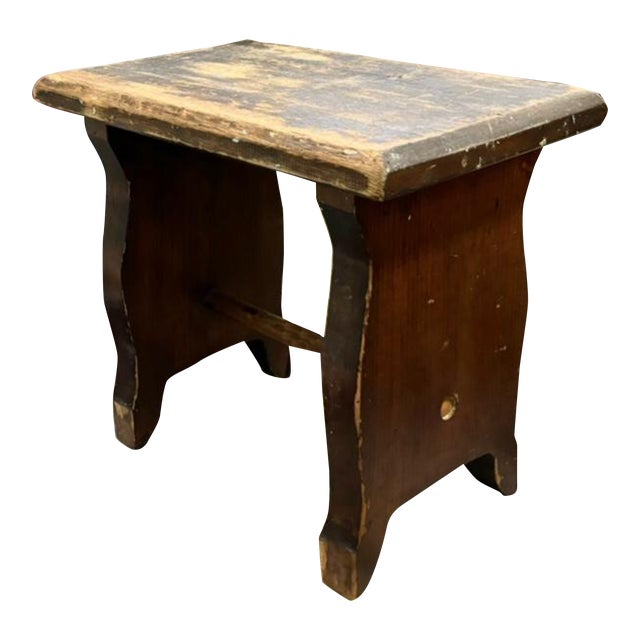 Primitive American Wood Stool, Bench For Sale