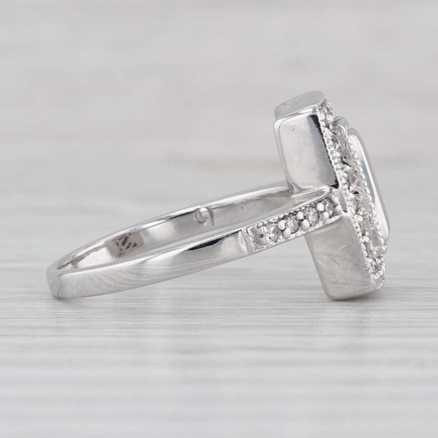 0.35ctw Diamond Halo Ring 14k White Gold Size 7 For Sale - Image 4 of 9