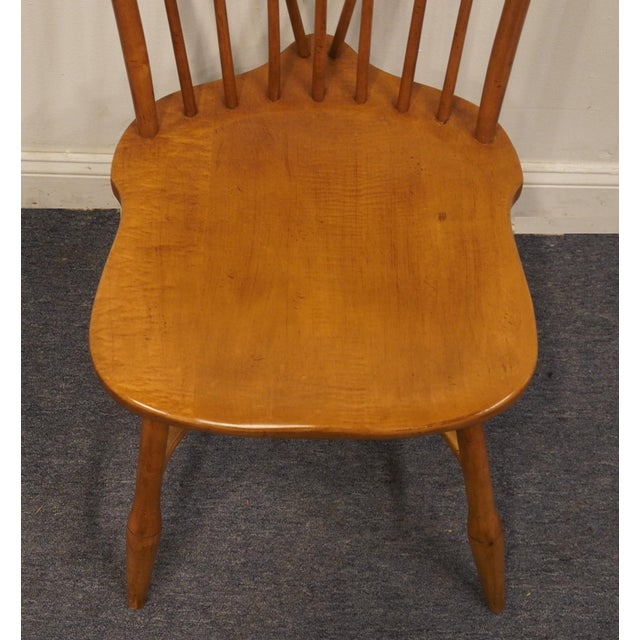Brown High End Vintage Solid Hard Rock Maple Colonial Early American Fiddleback Duxbury Dining Side Chair 620-911 For Sale - Image 8 of 10