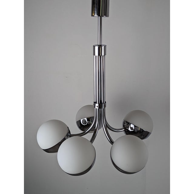 Chrome Chandelier with Crystal Spheres from Stilnovo, Italy, 1960s For Sale - Image 6 of 11