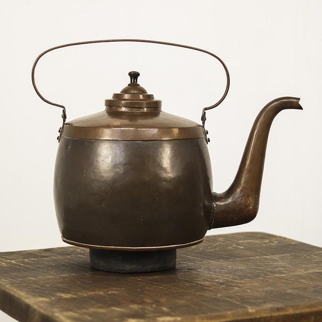 Copper Extremely Large 19th Century Hammered Copper Teapot with Patina For Sale - Image 8 of 12