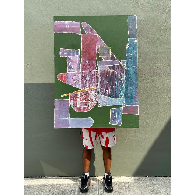 Vintage Original Abstract on Canvas For Sale In West Palm - Image 6 of 12
