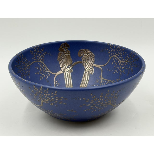 Contemporary Emilia Castillo Cobalt Blue & Pure Silver Parrot Bowl, Taxco Mexico 1980s For Sale - Image 3 of 18