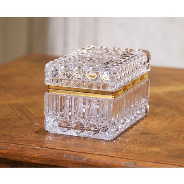 Early 20th Century French Baccarat-Style Cut Glass and Brass Jewelry Box For Sale In Dallas - Image 6 of 10