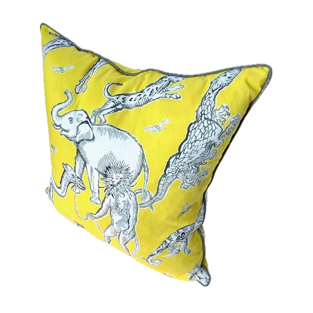 Abstract Vintage African Animal Print Yellow Pillow For Sale - Image 3 of 6