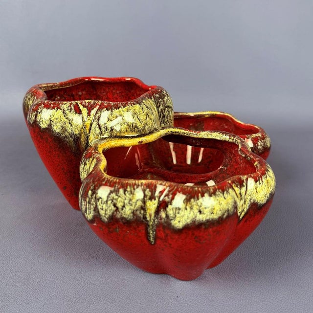 Modern Red Cast Majolica Centerpiece, 1970s For Sale - Image 3 of 13