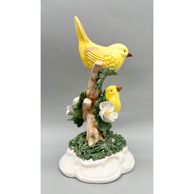Vintage Italian Ceramic Yellow Bird Figurine With Applied Flowers and Foliage – Traditional, Cottage For Sale - Image 10 of 14