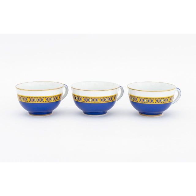 Contemporary Hermes Paris "Cocarde De Soie" Porcelain Tea Service for 3 For Sale - Image 3 of 11