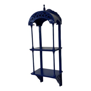 1980s Vintage Pagoda 2-Shelf Wall-Mounted Shelving Unit, Newly Painted For Sale