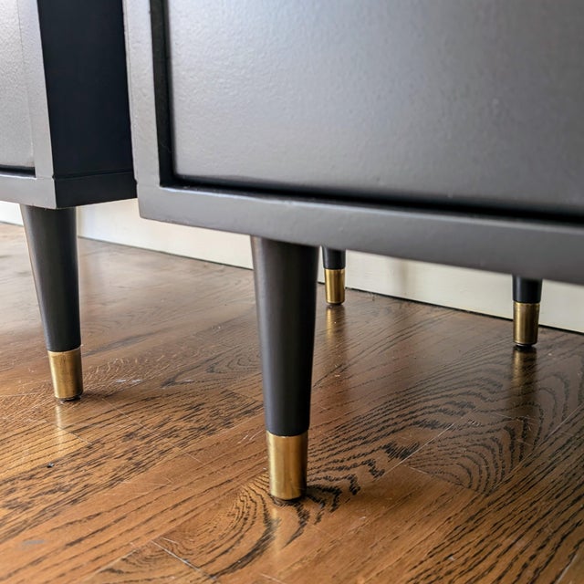 Wood Pair of Mid-Century Black Dressers For Sale - Image 7 of 8