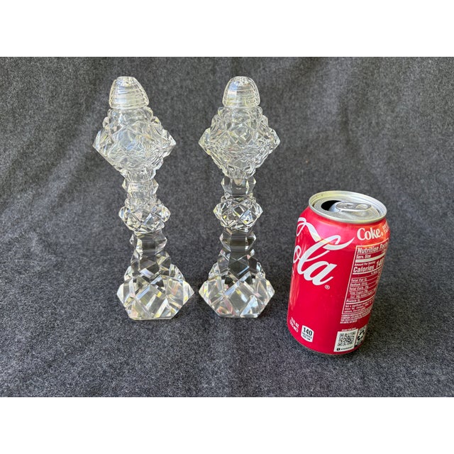 Vintage Cut Crystal Salt & Pepper Pedestal Shakers a Pair For Sale - Image 12 of 16