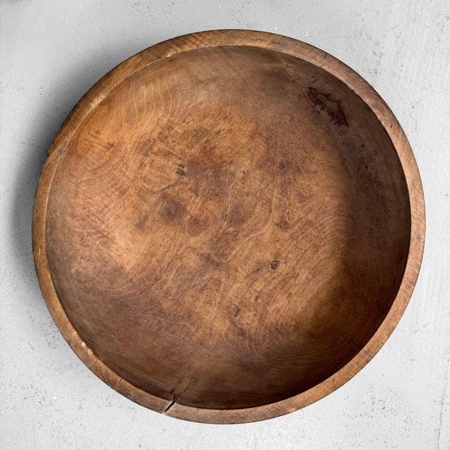 Wood Vintage Japanese Wooden Dough Bowl, 1949 For Sale - Image 7 of 7